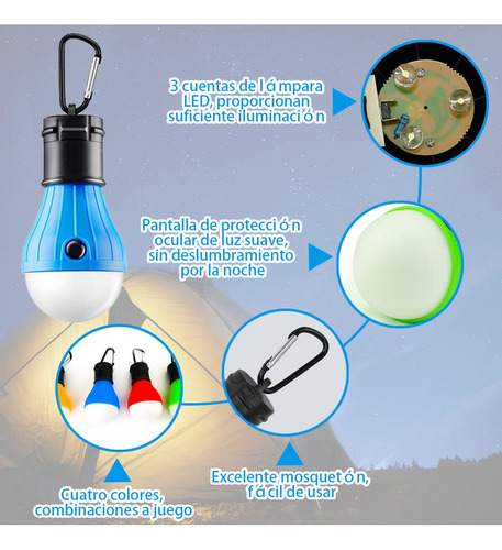 Ruiyue Luz De Camping, 4 Paquetes Lámpara De Carpa Luz Led