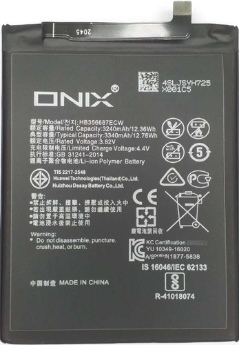 Bateria Compatible Onix Hb356687ecw Para Huawei Mate 10 Lite