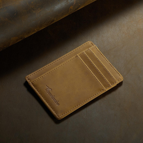 Travelambo Slim Wallet Bolsillo Frontal Cuero Minimalista Bl