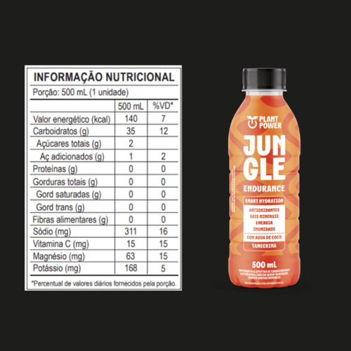 6x Isotônico Jungle Endurance Plant Power Tangerina 500ml