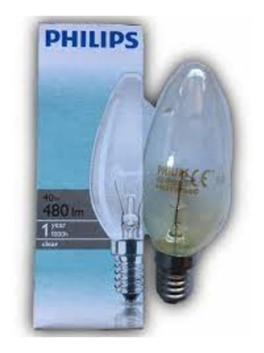 Foco Philips Vela Incandescente 40w Entrada E14