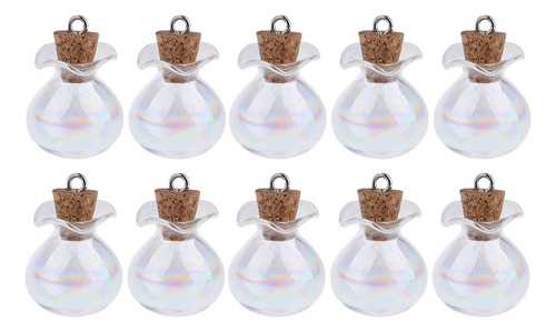 10pcs Mini Botella Colgantes De Cristal Frascos De Tapón De