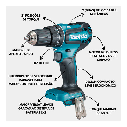 Kit Parafusadeira E Chave Impacto 2 Bat 18v Bivolt Makita Nf