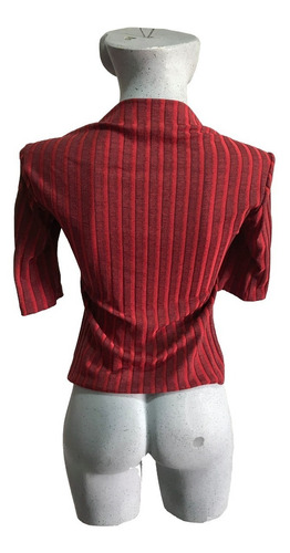 Blusa Para Mujer Dama Elastico Stretch Manga Corta Rayada S