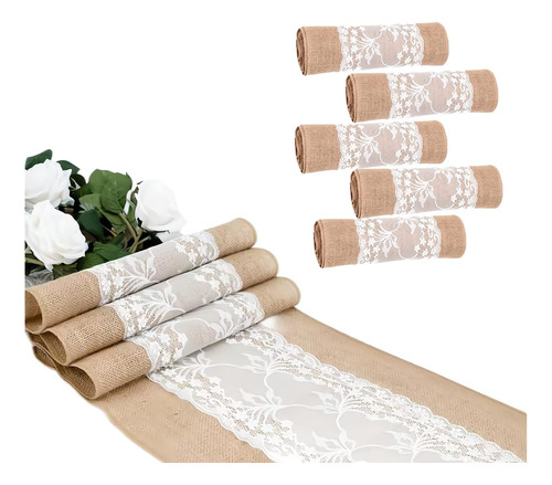 5 Camino Mesa Arpillera Yute Blanco Decoracion 12