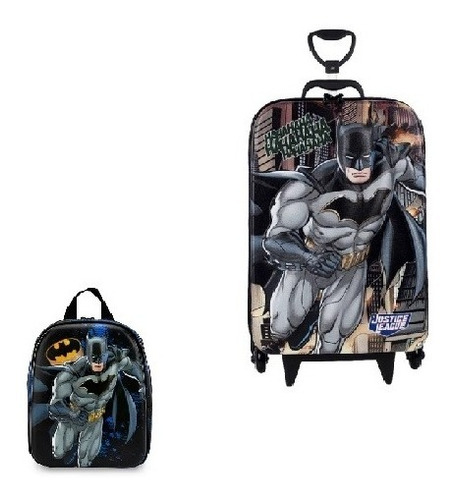 Mochila Liga Da Justiça Batman Rodinha Lancheira Maxtoy