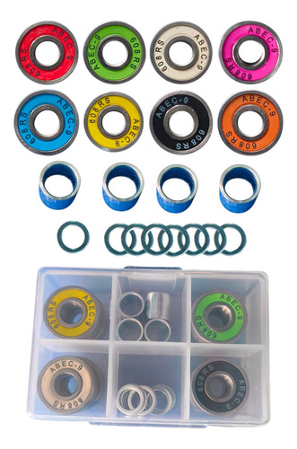 Ruedas Skateboard 52mm + Baleros Abec 9 Multicolor Morado Liso
