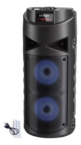 Parlante Portatil Bluetooth Fm Luces 4 X2 Kts-1091 Color Negro