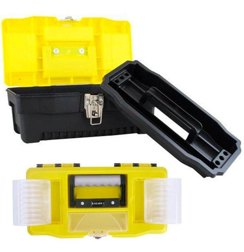 Caja de herramientas con conector negro con cierre metálico de 19 pulgadas y 48 cm