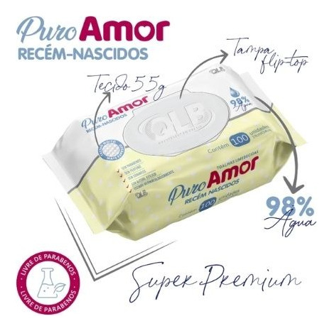Kit 2 Toalha Umedecidos Rn Infantil 98% Água Qualybless