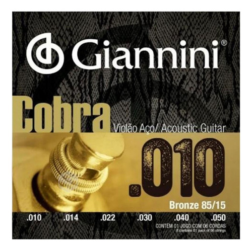 Giannini Set 6 Cuerdas Metalica Bronze  10-50  Guitarra