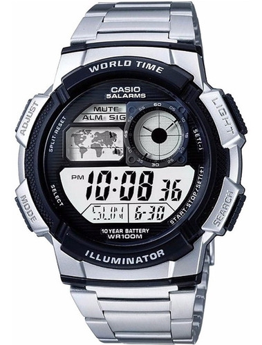 Imagen 2 de 2 de Casio Reloj Ae-1000wd-1av 10 Bar Hora Mundial Pila 10 Años