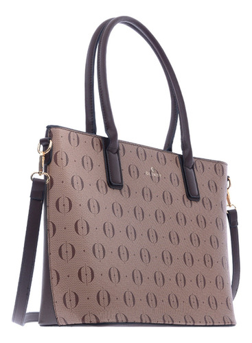Bolsa Tote Olimba Para Mujer Amplios Compartimientos 9794 Marrón Claro Lisa Oro