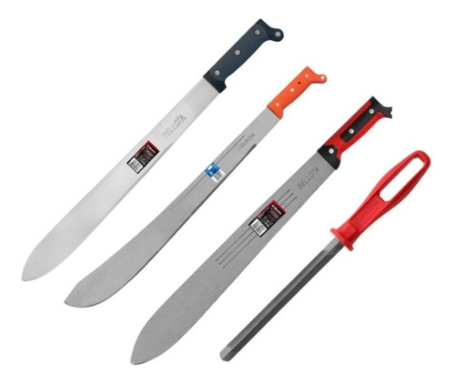 Kit Rula + Machete 3 Canales + Peinilla + Lima 6'' Bellota