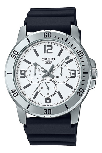 Reloj Hombre Casio Mtp-vd300-7budf Core Mens Correa Negro Bisel Plateado Fondo Blanco