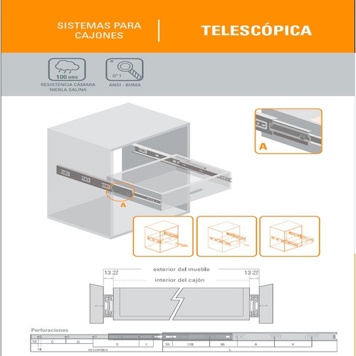 Corredera Telescopica Hduty | 650 Mm | Ducasse
