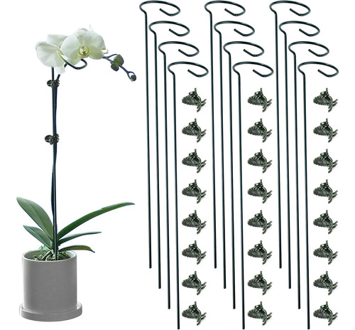 Paquete De 12 Estacas De Soporte Para Plantas Con 24 Clips