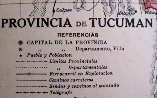 Mapa Tucuman 1920 Telegrafo Ferrocarril Caminos Plano