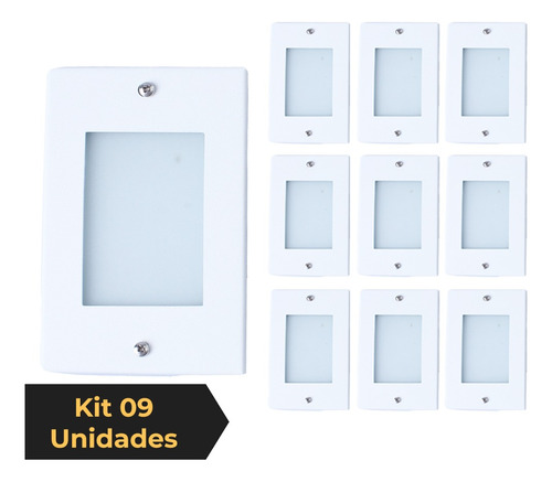 Kit 9 Balizador De Embutir Escada Parede Cx 4x2 Alumínio Cor Branco 110V/220V