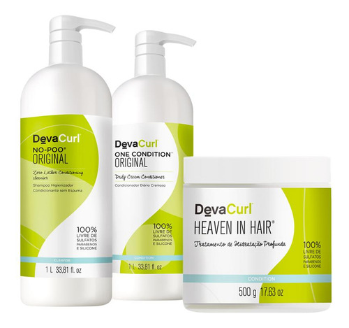 Kit Deva Curl Shampoo 1l, Condicionador 1l, Máscara 500g