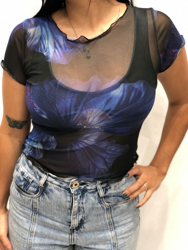 Remera Top Para Salir Tul Woka Mujer Naif