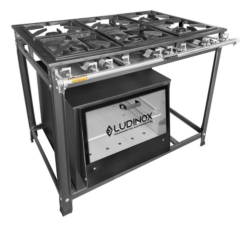 Fogão 6 Bocas 30x30 Forno De 60 Litros Com Visor Cor Preto Não Há