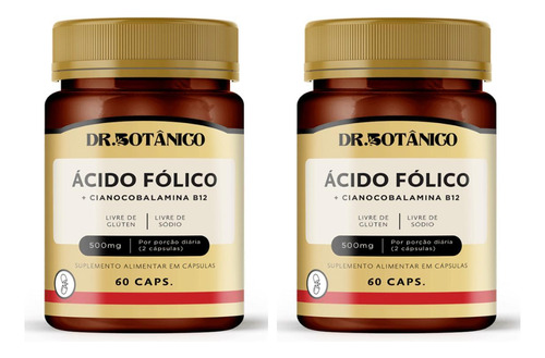 Kit 2 Un - Acido Folico + Vitamina B12 500mg Dr Botanico