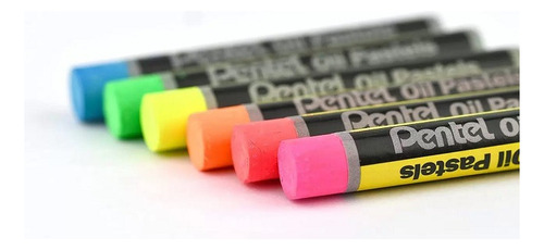 Giz Pastel Oleoso 12 Cores Metálicas Fluorescentes Pentel