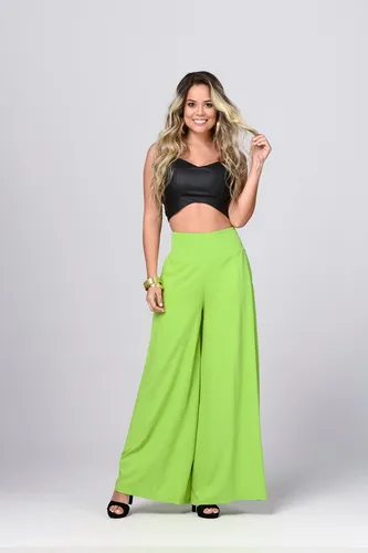 Pantal n Palazzo Color Verde Lim n Trucco s