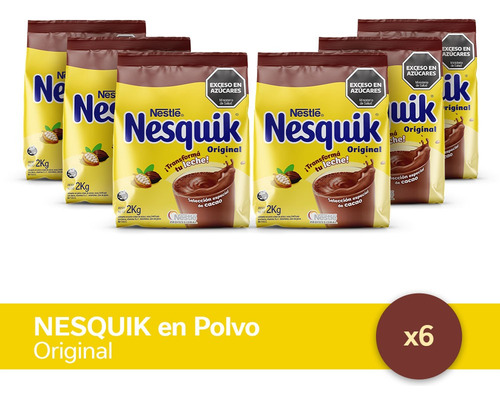 6 Bolsas Nesquik X 2 Kg, Polvo Chocolatado, Cacao En Polvo