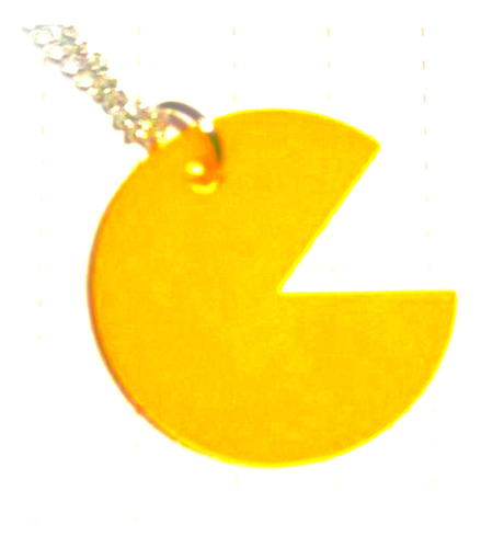 Colgante Pacman Amarillo Cadena Metal  