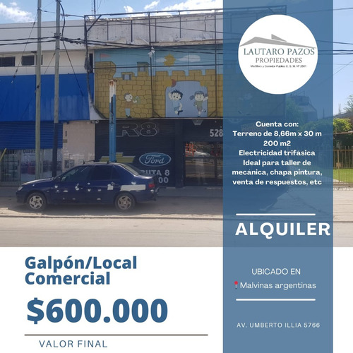 ¡alquiler De Amplio Local Comercial Con Oficina Y Patio!