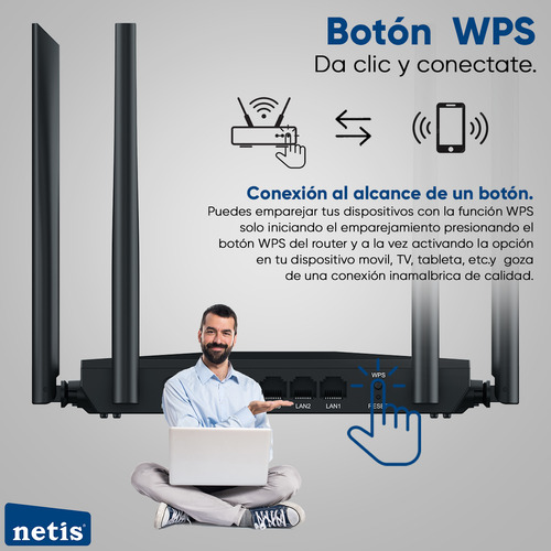 Netis Router Wifi Nc65 De 1200 Mbps / Modos Router - Access Point - Wisp - Repetidor / 4 Antenas 5 Dbi Y Puerto Gigabit / Enrutador Inalámbrico