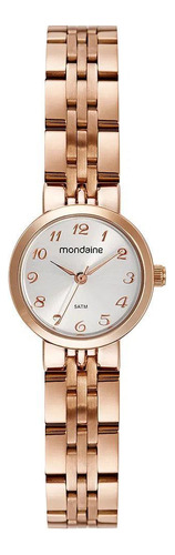 Relógio Rosê Feminino Mondaine Clássico 32391lpmvre3 Cor da correia Prata Cor do fundo Branco