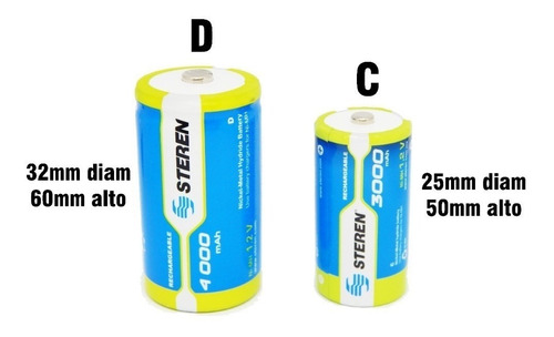 Punto muerto Mal uso estaño 2 Baterias Pilas Tipo C Recargable 3000mah Steren Bat-nm-c2 | MercadoLibre