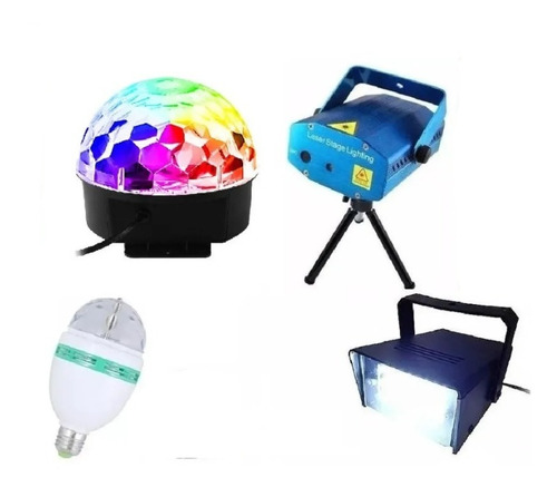 Kit Iluminação Festa Balada Efeito Luz Strob Meia Bola Laser