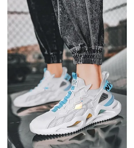 Tenis Blancos Hombre Moda Casual Cómodo Transpirable Running