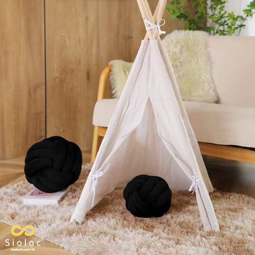 Almohadas Con Forma De Bola Con Nudo Redondo Sioloc, Tela De