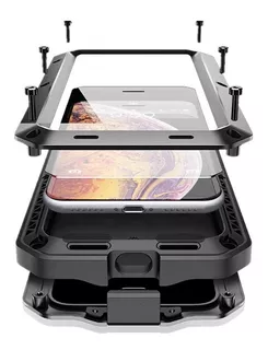 Capa Case Para iPhone XS Max X Xs Xr iPhone 11 Anti Shock Impacto Armadura Blindada Metal Película Vidro Temperado