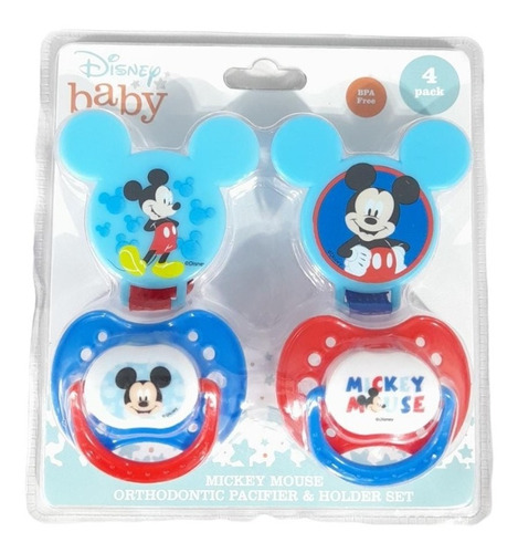 Set De 2 Chupones Para Bebé Disney Baby Mickey Mouse Color Azul Período De Edad 0