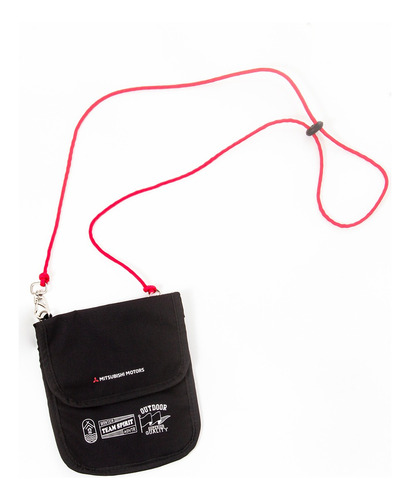 Bolsa Shoulder Bag Mitsubishi Cor Preto Correia De Ombro Vermelho Desenho Do Tecido Liso