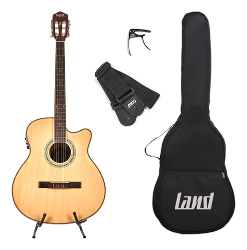 Violão Land Elétrico Nylon Natural Lw-n-40e Eq-klt-17ª