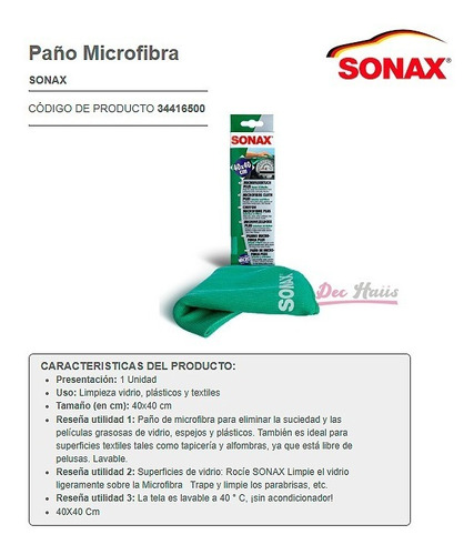 Paño Microfibra Limpia Vidrio-plastico-textiles /dechaus