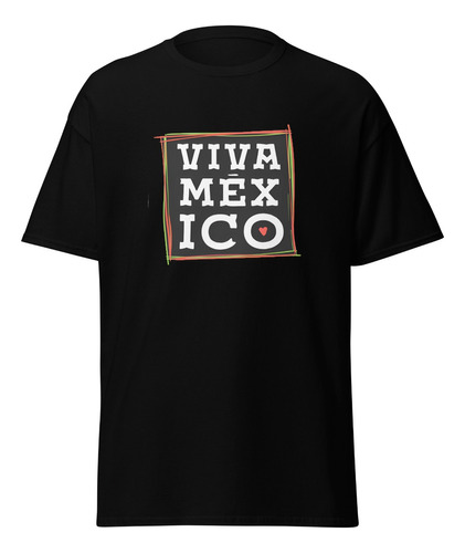 Playera Mexicana Cuadro Negro Viva Mexico!
