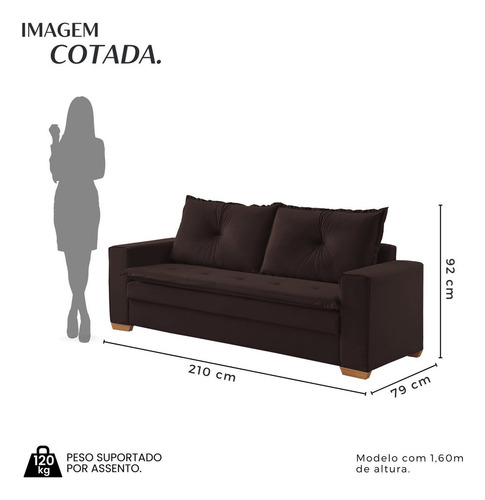 Sofá Moderno 3 Lugares Florianópolis Marrom Cg