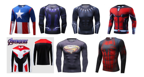 Camisa Franela D Superman En Lycra De Compresion Talla Unica