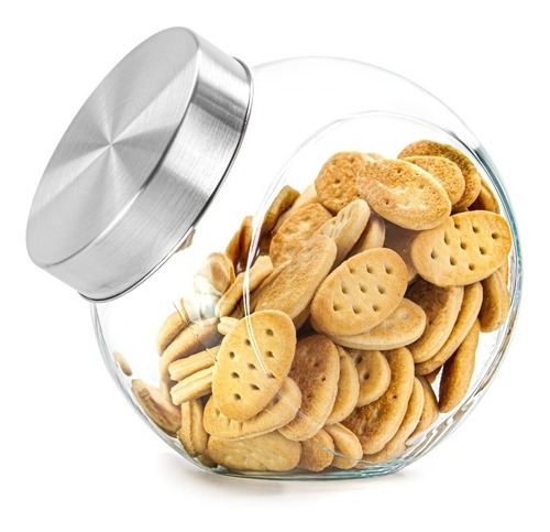 Imagen 3 de 3 de Frasco Vidrio Tapa Acero 2 Posicione Galletitas Fideos 16cm
