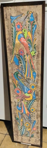 Pintura Mexicana Sobre Corteza De Amate Etnica Indigena 85cm