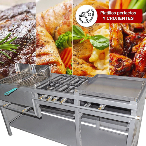 Estufa Multiple Con Asador Plancha Y Freidora Doble Soluchef