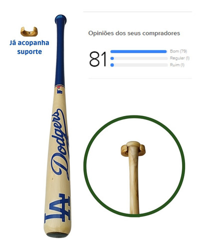 Bastão De Baseball Personalizado La Dodgers + Suporte | Parcelamento sem  juros